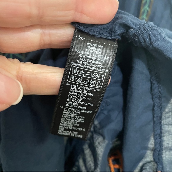 Forever 21 100% Cotton Embroidered Boho Earthy Artsy Nicely Detailed Top Sz M - Picture 4 of 9